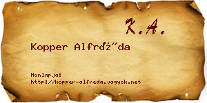 Kopper Alfréda névjegykártya